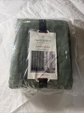 Hearth & Hand Olive Green Textured Shower Curtain